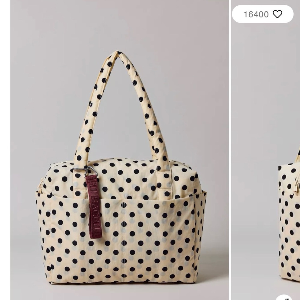 Cream + Black polka dot SCCO Baggu NWT